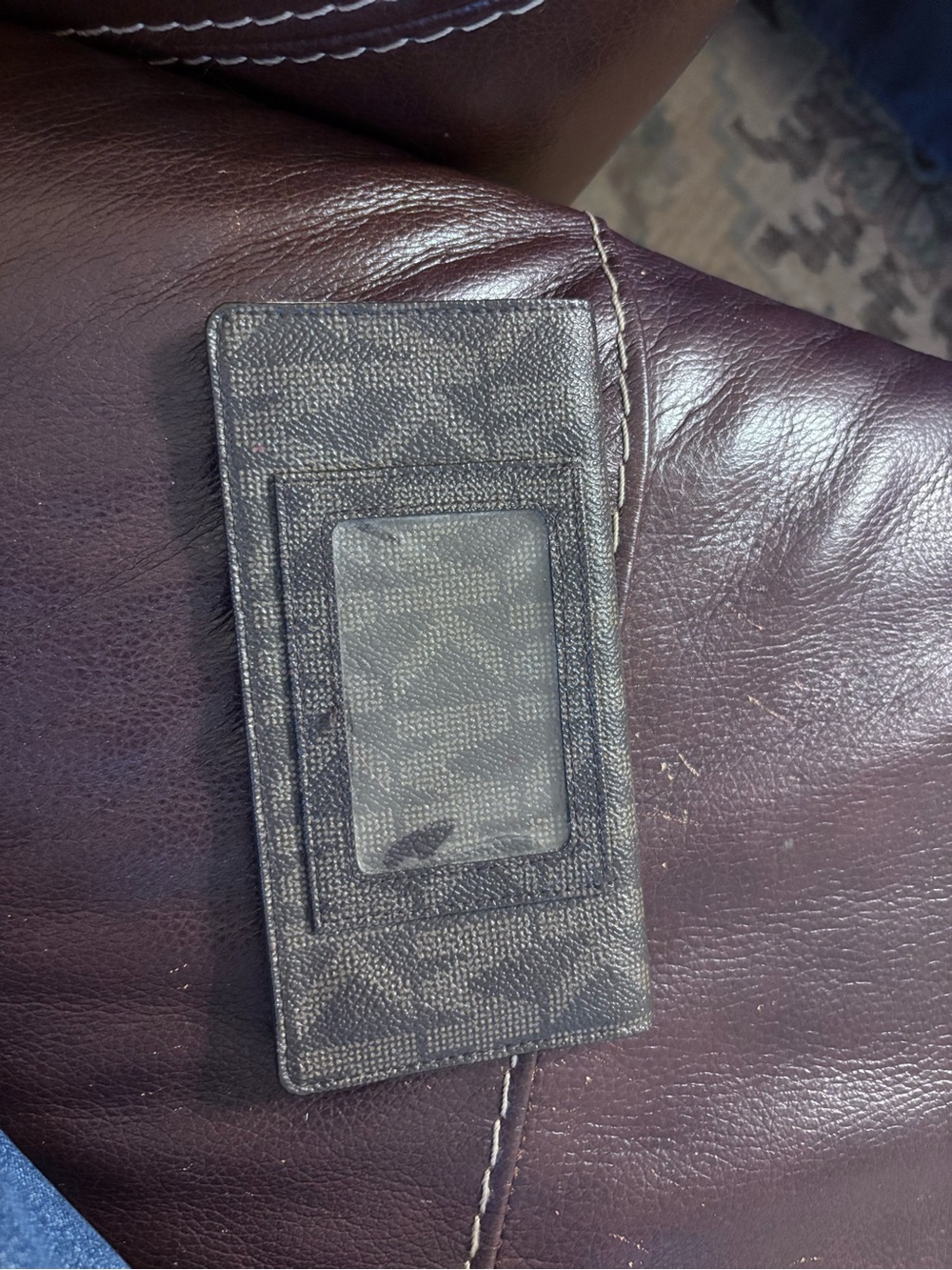 Michael Kors Dark Brown Monogram Phone Card Holder with ID Window